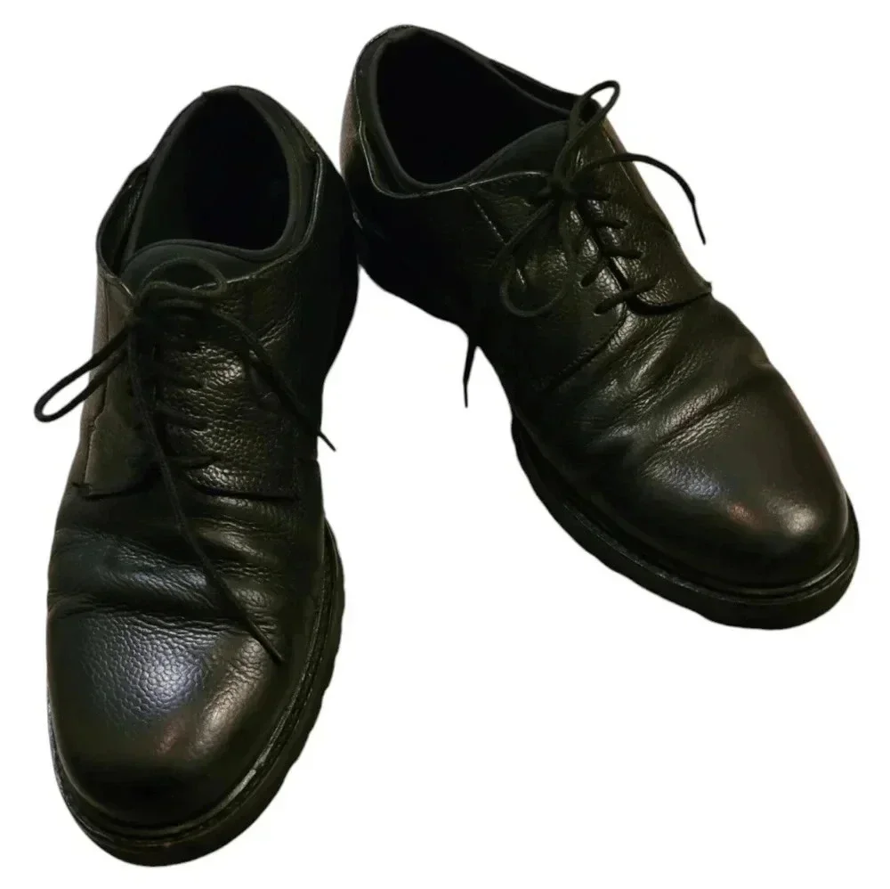 THEORY Men's black calfskin leather lace-up round toe minimalist oxfords 8.5